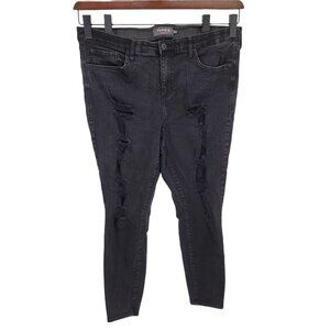 Torrid womens 20 regular black sky high skinny jeans tattered distressed